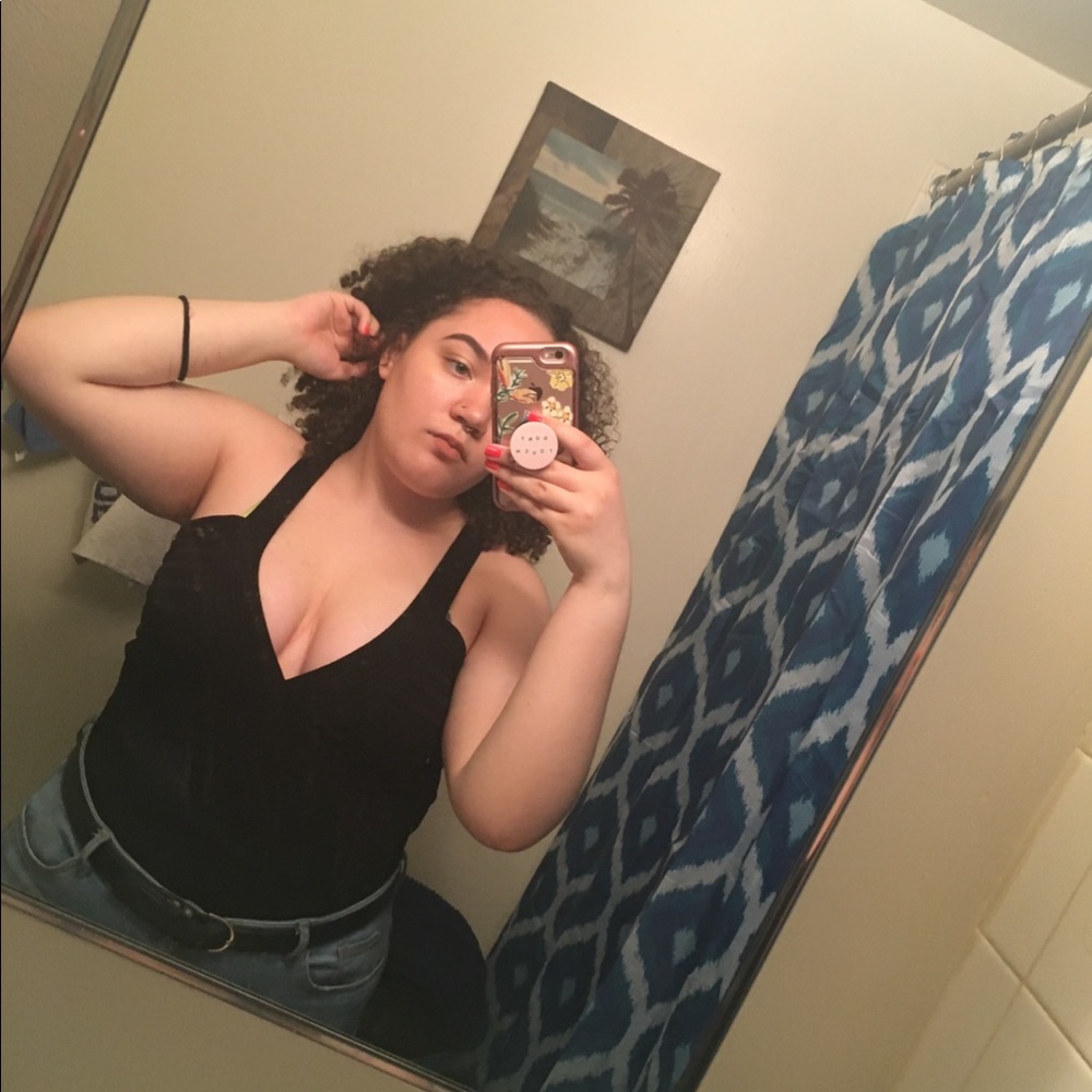 Low cut black tank top